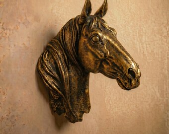 3D Horse Head Wall Sculpture | Faux Taxidermy Art | Equestrian Decor | Resin Animal Mount