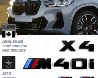 BMW X4 M40i Replacement Black Emblem Badge Stickers for Rear Trunk & Fender