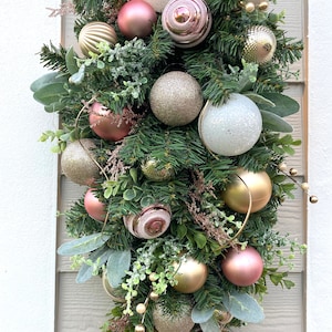 Christmas Swag in Blush, Christmas Wreath, Holiday Wreath, Pink Wreath, Wreaths for Door, Holiday Decor, Christmas Decor, Holiday gifts