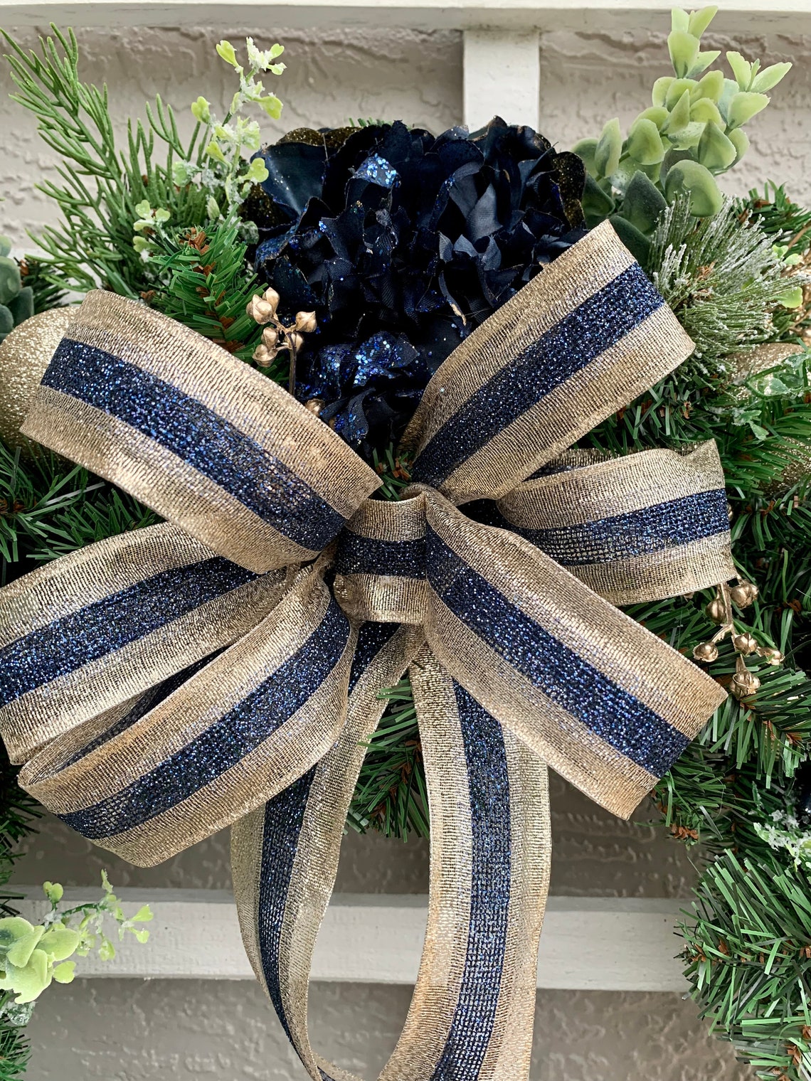Blue Wreath Navy and Gold Wreath Wreath for Front Door - Etsy