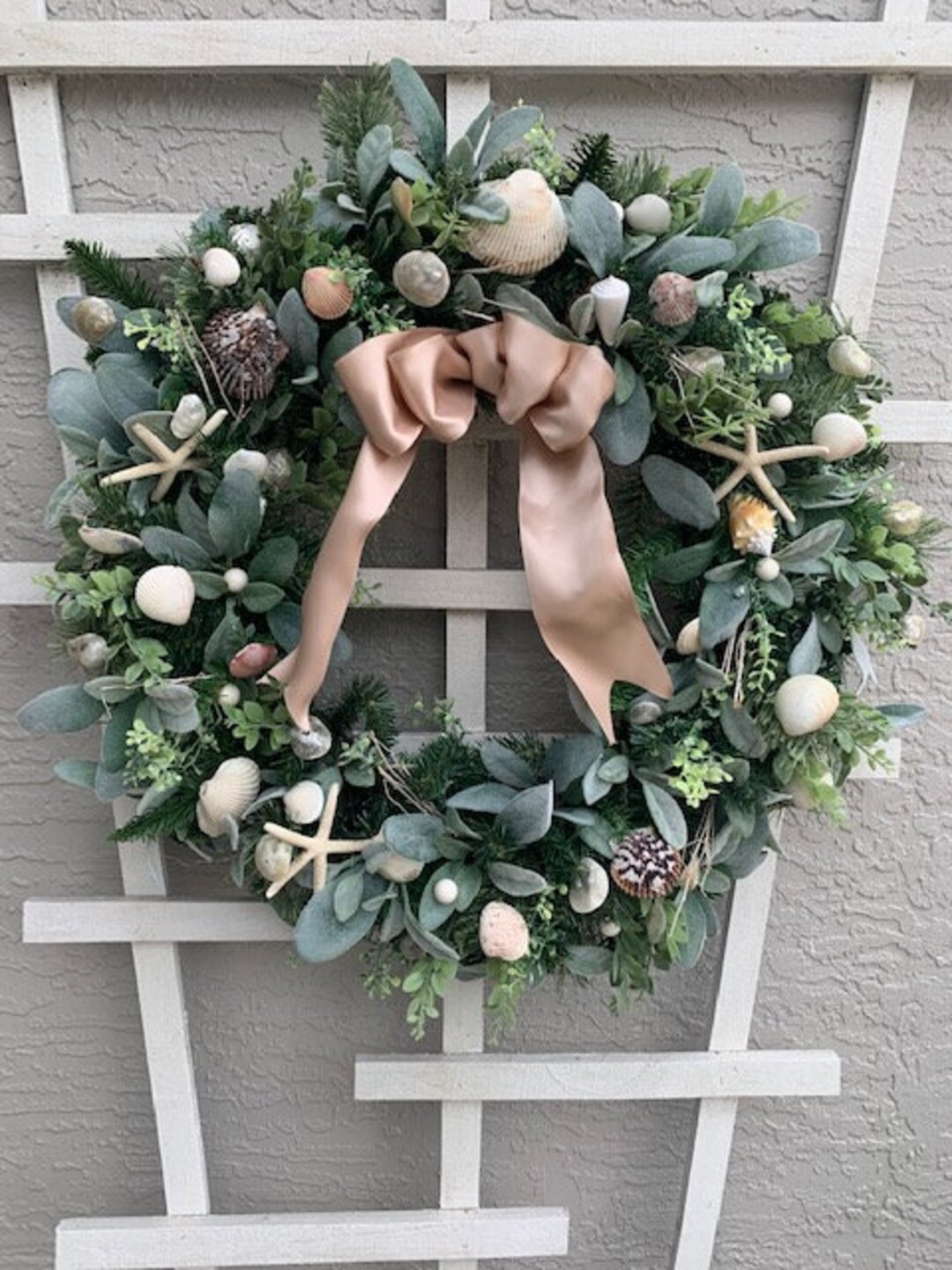 Coastal Wreath, Wreath for Front Door, Beach Decor, Shell Wreath ...