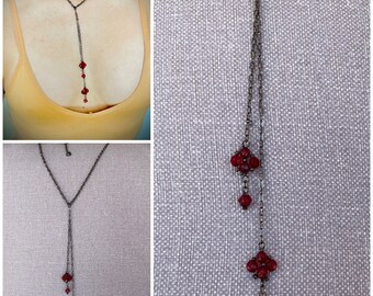 Little Red Flower Lariat Necklace