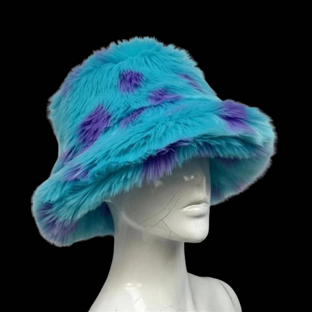 Blue and Purple Sully Fluffy Bucket Hat Fuzzy Fur Bucket Etsy