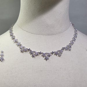 Handmade Necklace & Earrings Set 3A Cubic Zirconia in A Flannel Gift Box