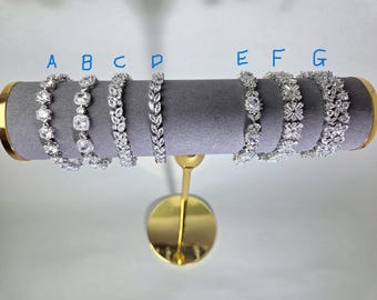 7 Styles of Handmade Silver Bridal Party Bracelets – Cubic Zirconia Elegance