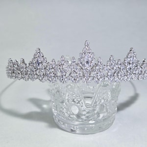 Handmade Special Bridal Party Tiara Crown Hairband White Gold Plated and Nature Zircon Crystals