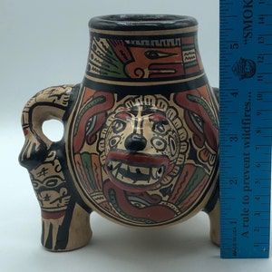 Vintage 3 footed aztec MAYAN pottery vase/cup from Costa Rica image 10