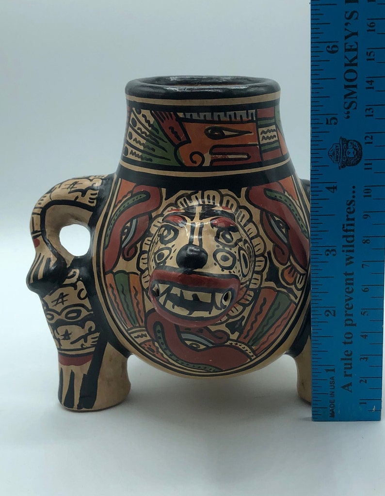 Vintage 3 footed aztec MAYAN pottery vase/cup from Costa Rica image 10