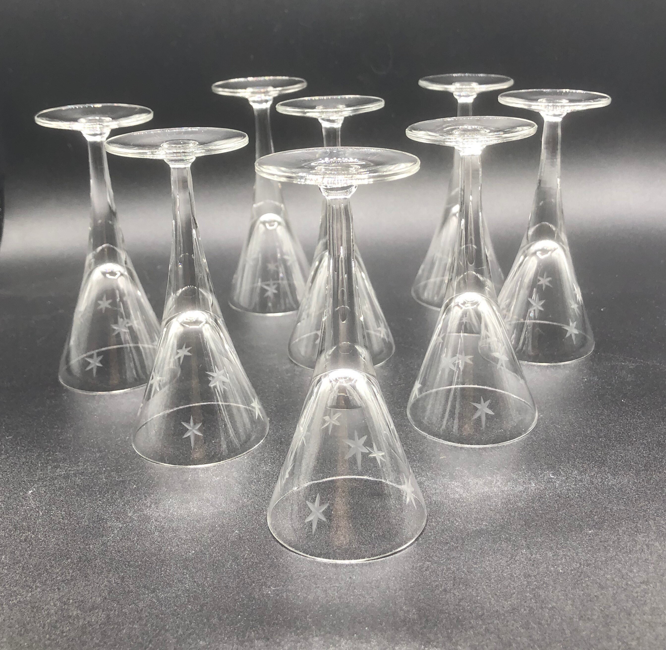 Set of 8 Crystal Stemmed Shot Glasses 4 Inches Tall With Cut Etsy