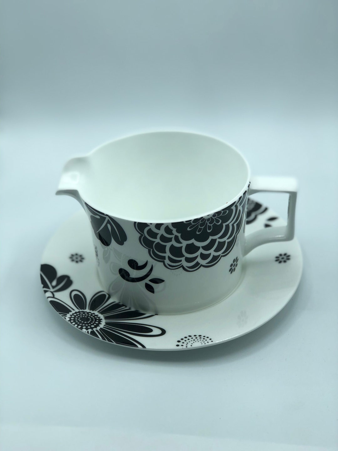 Spode Christina Bone China Gravy Boat With Saucer Plate Floral Etsy