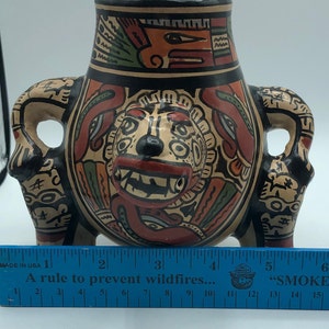 Vintage 3 footed aztec MAYAN pottery vase/cup from Costa Rica image 9