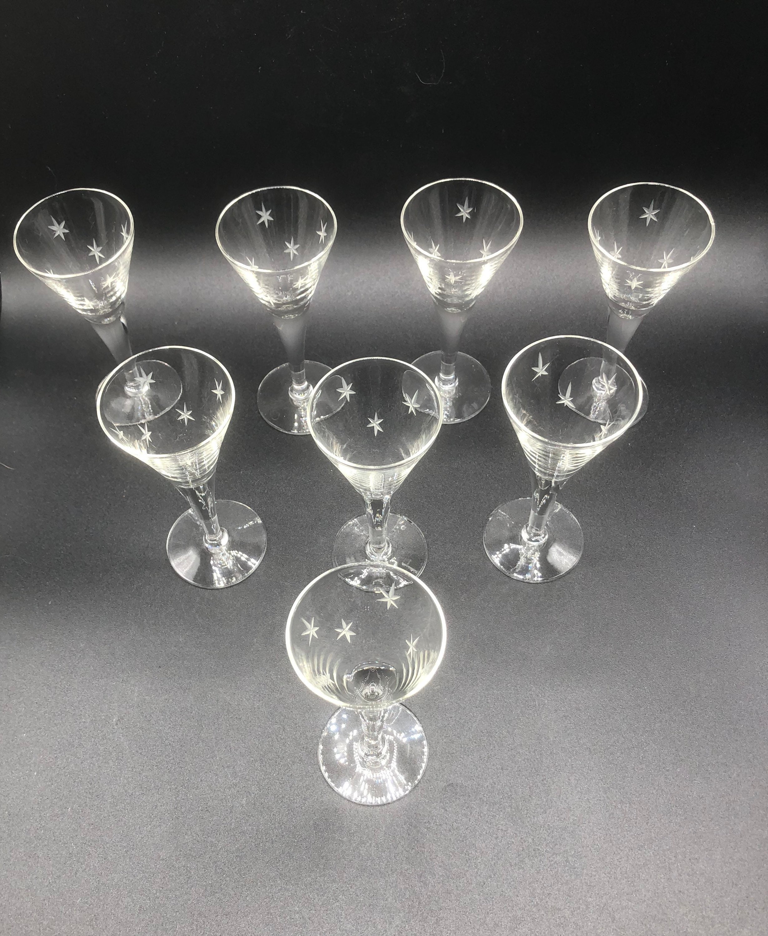 Set of 8 Crystal Stemmed Shot Glasses 4 Inches Tall With Cut Etsy
