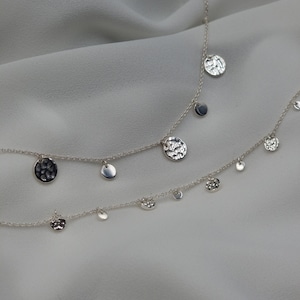 Schmuck Set &quot;R&J&quot; | Silber Plättchen Halskette und Armband | Silber Halskette für Frauen | Minimalistische Halskette | 925 Sterling Silber