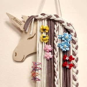 Hair clip organizer UNICORN with name, hair clip holder, Christmas gift for girls, children's room decoration, wall decoration