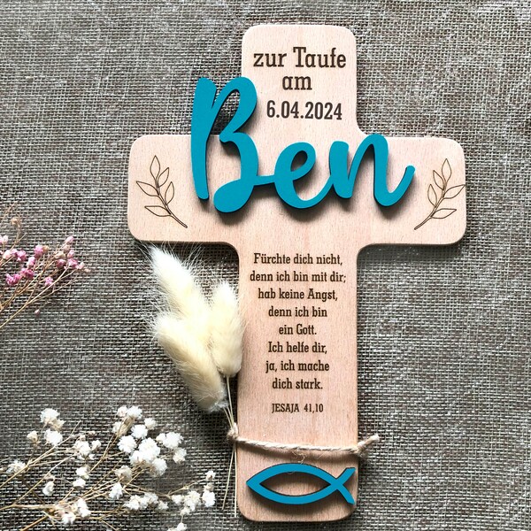 Taufkreuz personalisiert, Taufgeschenk, Patengeschenk, Taufkreuz Holz, Kommunion, Geschenk Taufe, Babygeschenk, Geburt, Taufe