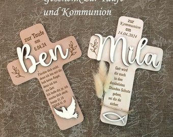 Taufkreuz Kind personalisiert, Taufgeschenk, Patengeschenk, Taufkreuz Holz, Kommunion, Geschenk Taufe, Babygeschenk, Geburt, Taufe