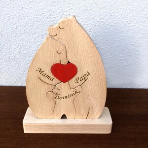 3- Familia de Osos, Madera, Osos, Madera de Regalo del Día de la Madre, Regalo para Mamá Madera, Decoración del Hogar