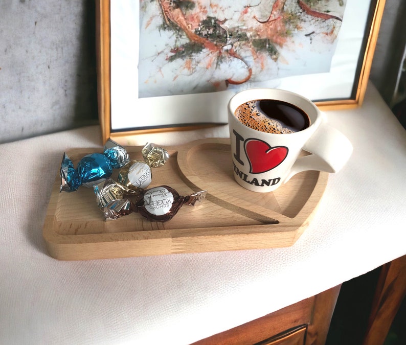 EASTER gift, Valentine's Day gift, birthday gift wooden tray for coffee, tea, and snack, gift for mom wood image 5