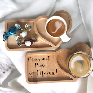 OSTERN Geschenk, Valentinstag Geschenk, Geburtstag Geschenk Holz Tablett für Kaffee, Tee, und Snack , Geschenk für Mama Holz Bild 1