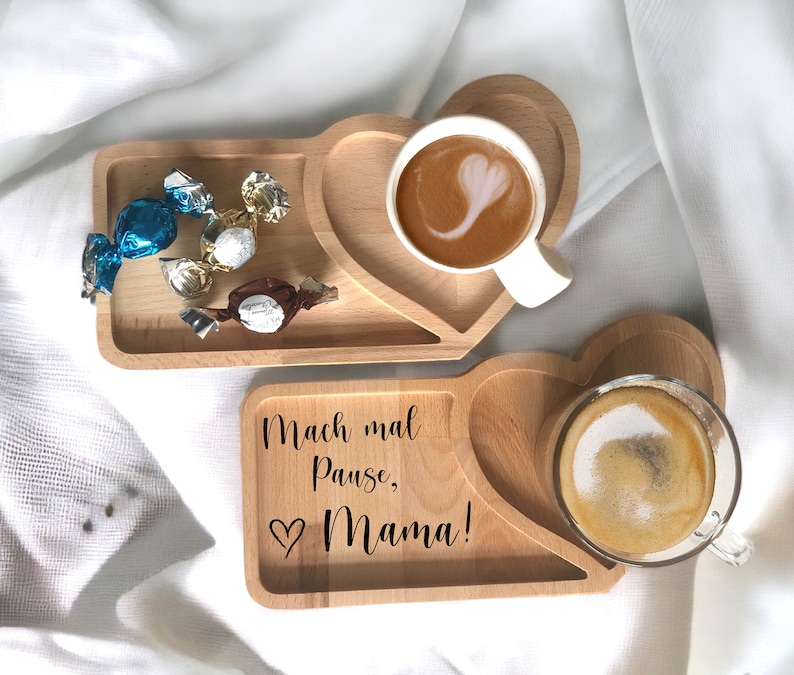 OSTERN Geschenk, Valentinstag Geschenk, Geburtstag Geschenk Holz Tablett für Kaffee, Tee, und Snack , Geschenk für Mama Holz Bild 1