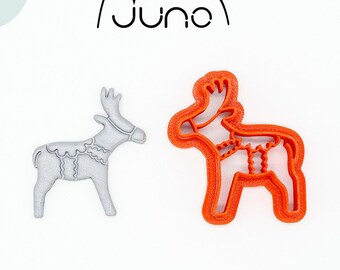 Ethnic Reindeer, Folk Art, Scandinavian Christmas Ornament Printed Clay, Polymer Clay, Cookie Cutter
