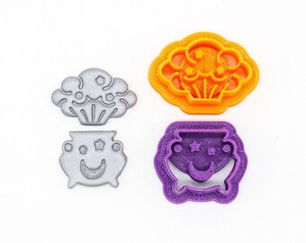Mix N Match Witch Cauldron Set-1 Printed Clay, Polymer Clay, Cookie Cutter