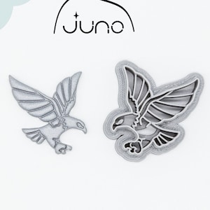 May include: Two 3D printed cookie cutters shaped like eagles. The cutters are made of PLA plant-based plastic and are non-toxic. 3D PRINTED cutter PLA plant-based plastic, non-toxic