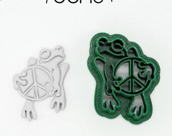 Frog Peace Sign Cookie Cutter: 3D Printed Polymer Clay Cutter