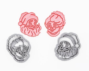 Santa & Mrs. Claus Ausstechform: 3D Gedruckte Ausstechform aus Polymer Clay