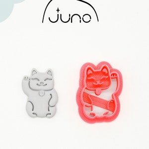 Maneki-neko Lucky Cat Printed Clay, Polymer Clay, Cookie Cutter