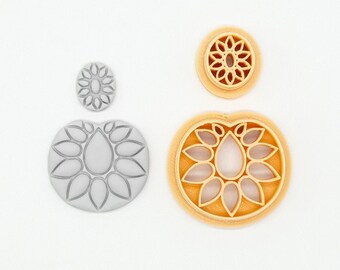 Floral Shape Set Printed Clay, Polymer Clay, Cookie Cutter