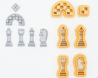 Chess Set Printed Clay, Polymer Clay, Cookie Cutter