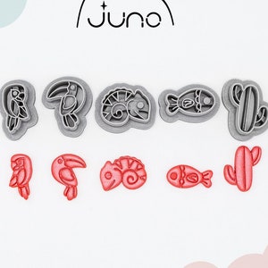Animal Summer Stud Cutters Printed Clay, Polymer Clay, Cookie Cutter