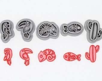 Animal Summer Stud Cutters Printed Clay, Polymer Clay, Cookie Cutter