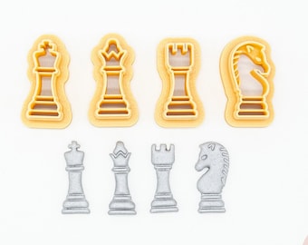 Chess Pieces Printed Clay, Polymer Clay, Cookie Cutter