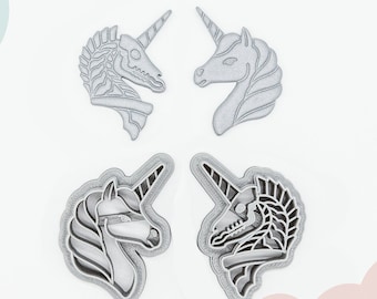 Unicorn Cookie Cutter Set: 3D Printed Polymer Clay Cutters