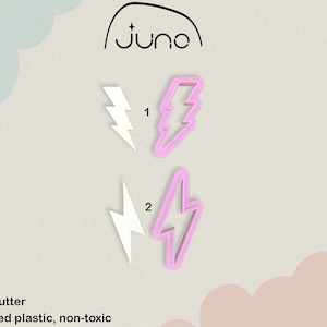 Retro Lightning Bolt Printed Clay, Polymer Clay, Cookie Cutter