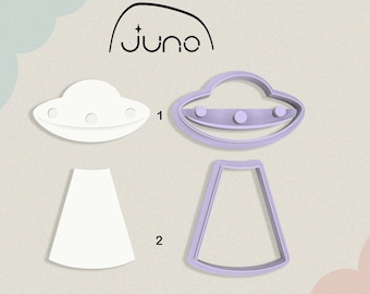 UFO Alien Space Saucer Shape Printed Clay, Polymer Clay, Cookie Cutter