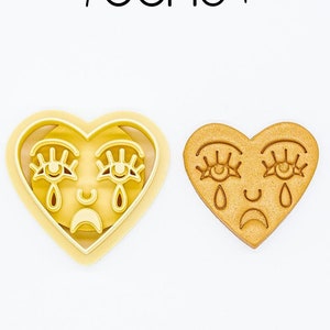Crying Heart Printed Clay, Polymer Clay, Cookie Cutter
