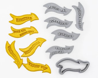 Wonderland Sign Cutter and Stamps set Printed Clay, Polymer Clay, Cookie Cutter