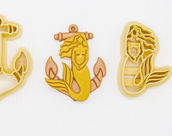 Cola de sirena y ancla (antigua Grecia, mitología griega), arcilla polimérica, cortador de galletas