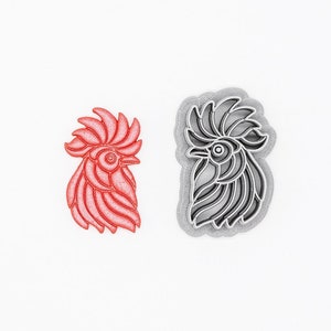 Rooster Head Traditional Tattoo, Old School, Tattoo Printed Clay, Polymer Clay, Cookie Cutter
