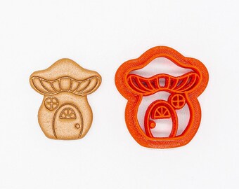 Mushroom House Printed Clay, Polymer Clay, Cookie Cutter