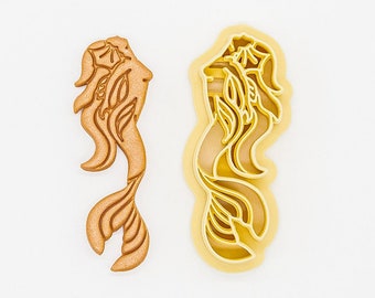 Sirena nadando en la antigua Grecia, arcilla impresa de la mitología griega, arcilla polimérica, cortador de galletas
