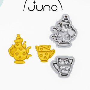 Absurd Teapot Teacup Set Printed Clay, Polymer Clay, Cookie Cutter