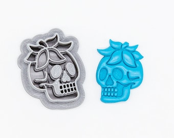 Strawberry Skull, Printed Clay, Polymer Clay, Cookie Cutter