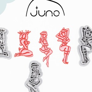 Holiday Pinup Girls-2 Traditional Tattoo, Old School, Tattoo Printed Clay, Polymer Clay, Cookie Cutter