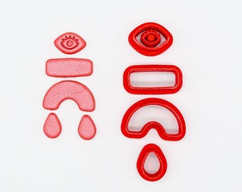 Evil Eye Set of 4, Printed Clay, Polymer Clay, Cookie Cutter