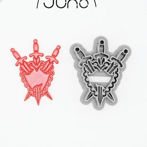 Three of swords, sacred heart Traditional Tattoo, Old School, Tattoo Printed Clay, Polymer Clay, Cookie Cutter