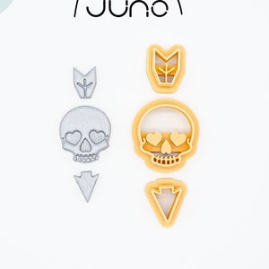Heart Skull with Arrow Set Printed Clay, Polymer Clay, Cookie Cutter